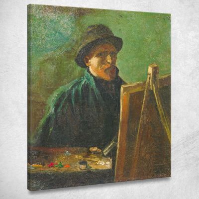 Autoritratto Con Cappello Di Feltro Scuro Al Cavalletto Vincent van Gogh vvg43 quadro stampa su tela