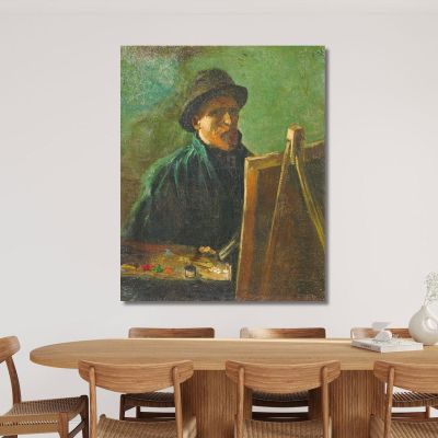 Autoritratto Con Cappello Di Feltro Scuro Al Cavalletto Vincent van Gogh vvg43 quadro stampa su tela