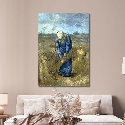 Contadina Lega Covoni Dopo Millet Vincent van Gogh vvg53 quadro stampa su tela