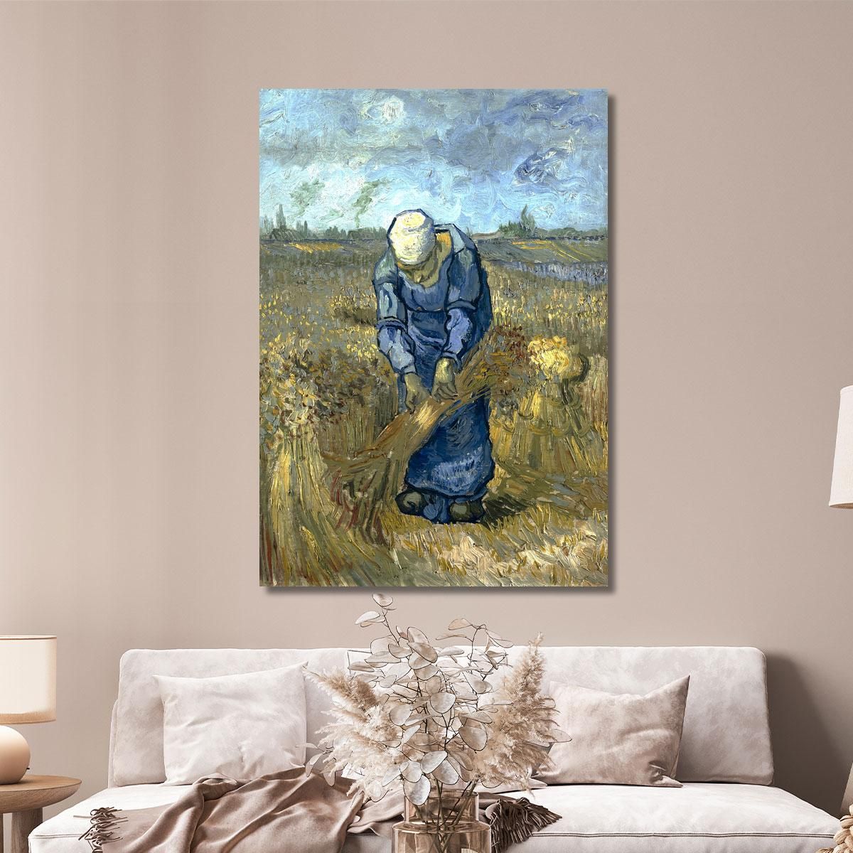 Contadina Lega Covoni Dopo Millet Vincent van Gogh vvg53 quadro stampa su tela