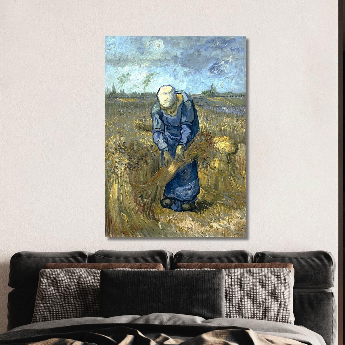 Contadina Lega Covoni Dopo Millet Vincent van Gogh vvg53 quadro stampa su tela