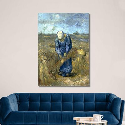 Contadina Lega Covoni Dopo Millet Vincent van Gogh vvg53 quadro stampa su tela