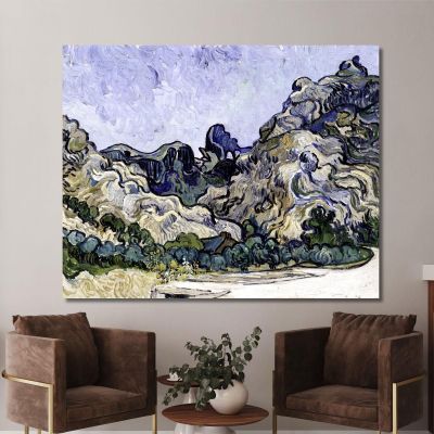 Montagna A Saint-Rémy Vincent van Gogh vvg62 quadro stampa su tela