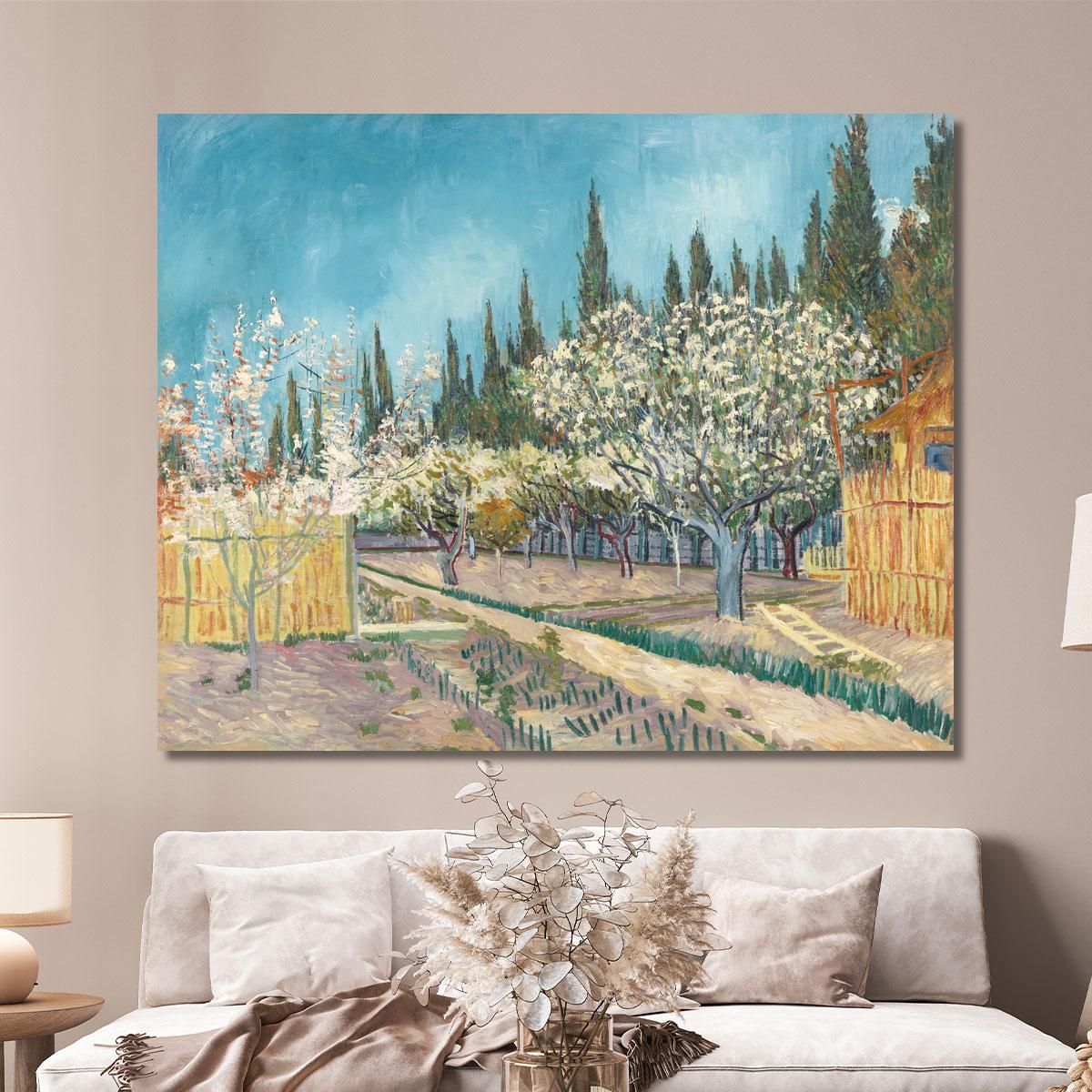 Orchard In Bloom Bordered By Cypresses Vincent van Gogh, vvg76 canvas print