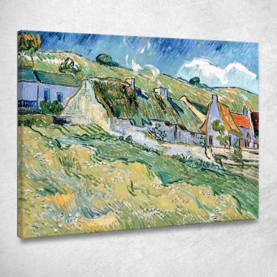 Case E Cottage Dal Tetto Di Paglia Vincent van Gogh vvg79 quadro stampa su tela