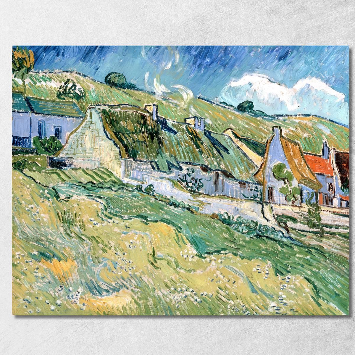 Case E Cottage Dal Tetto Di Paglia Vincent van Gogh vvg79 quadro stampa su tela