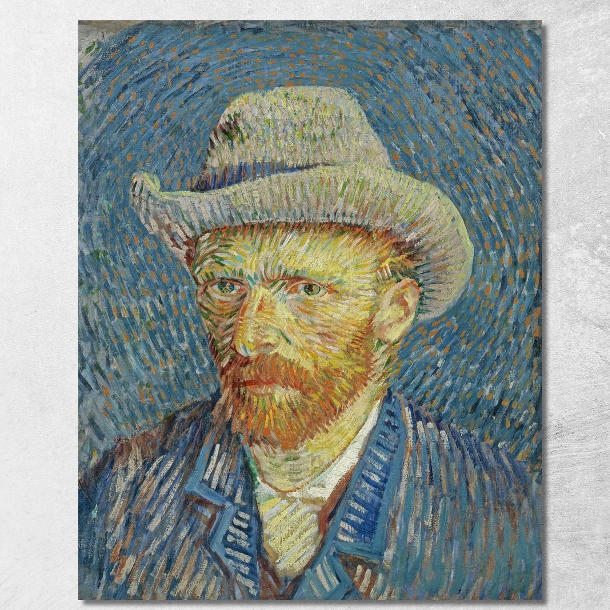 Autoritratto Con Cappello Di Feltro Grigio Vincent van Gogh vvg88 quadro stampa su tela