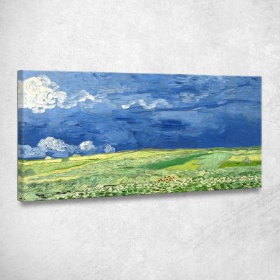 Wheat Field Under Storm Clouds Vincent van Gogh, vvg103 ภาพพิมพ์บนผ้าใบแคนวาส