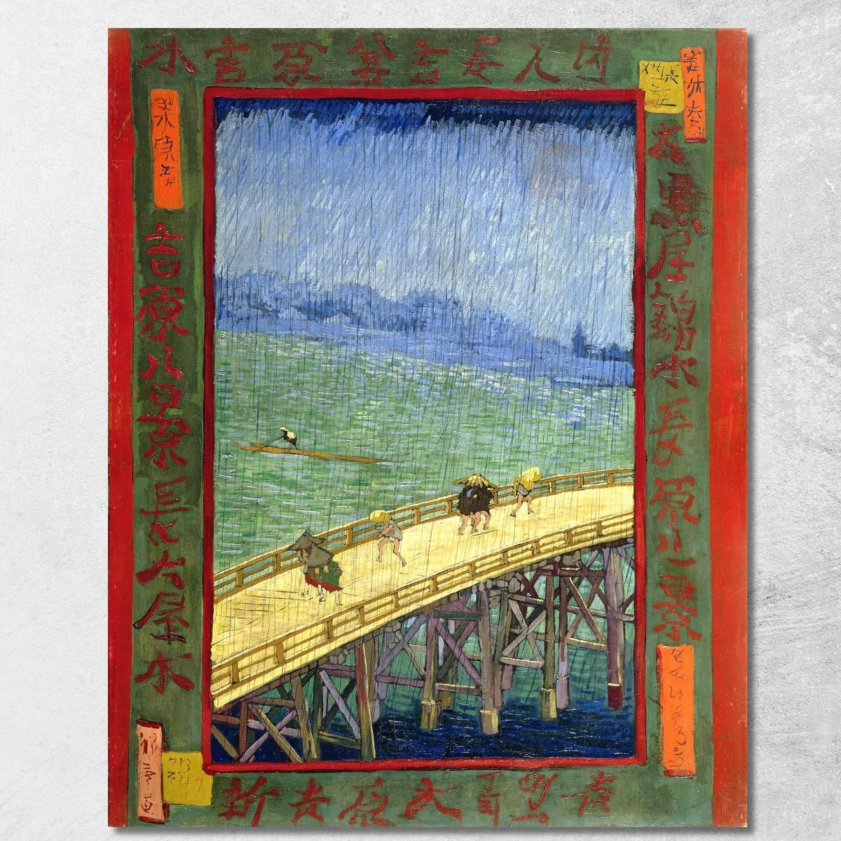 Ponte Sotto La Pioggia Dopo Hiroshige Vincent van Gogh vvg129 quadro stampa su tela