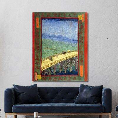 Ponte Sotto La Pioggia Dopo Hiroshige Vincent van Gogh vvg129 quadro stampa su tela