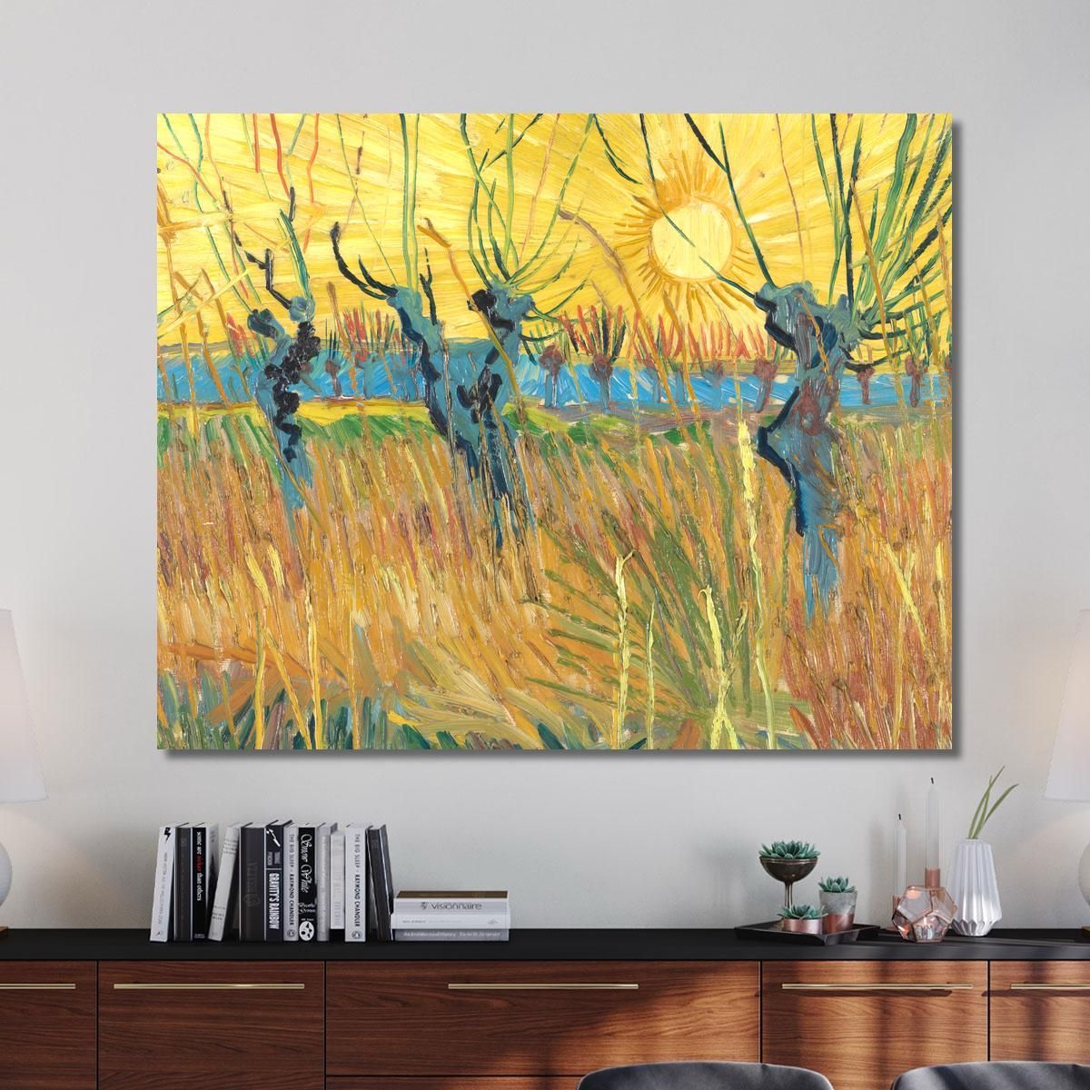 Pollard Willow Trees At Sunset Vincent van Gogh, vvg152 canvas print