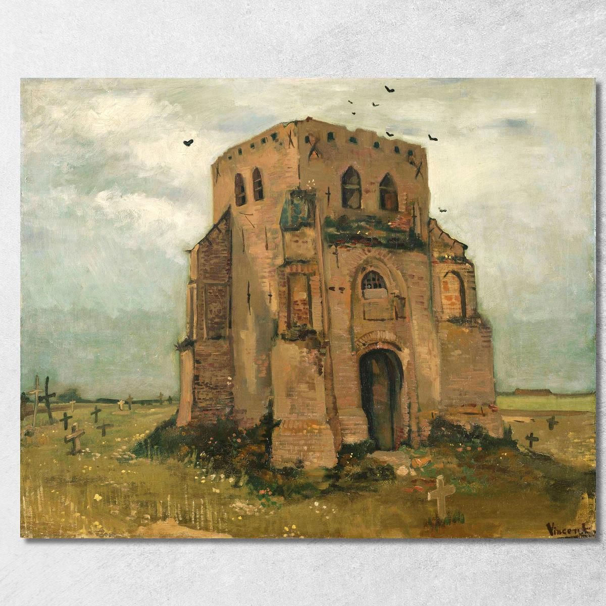 The Old Bell Tower Of Nuenen Church Vincent van Gogh, vvg172 ภาพพิมพ์บนผ้าใบแคนวาส