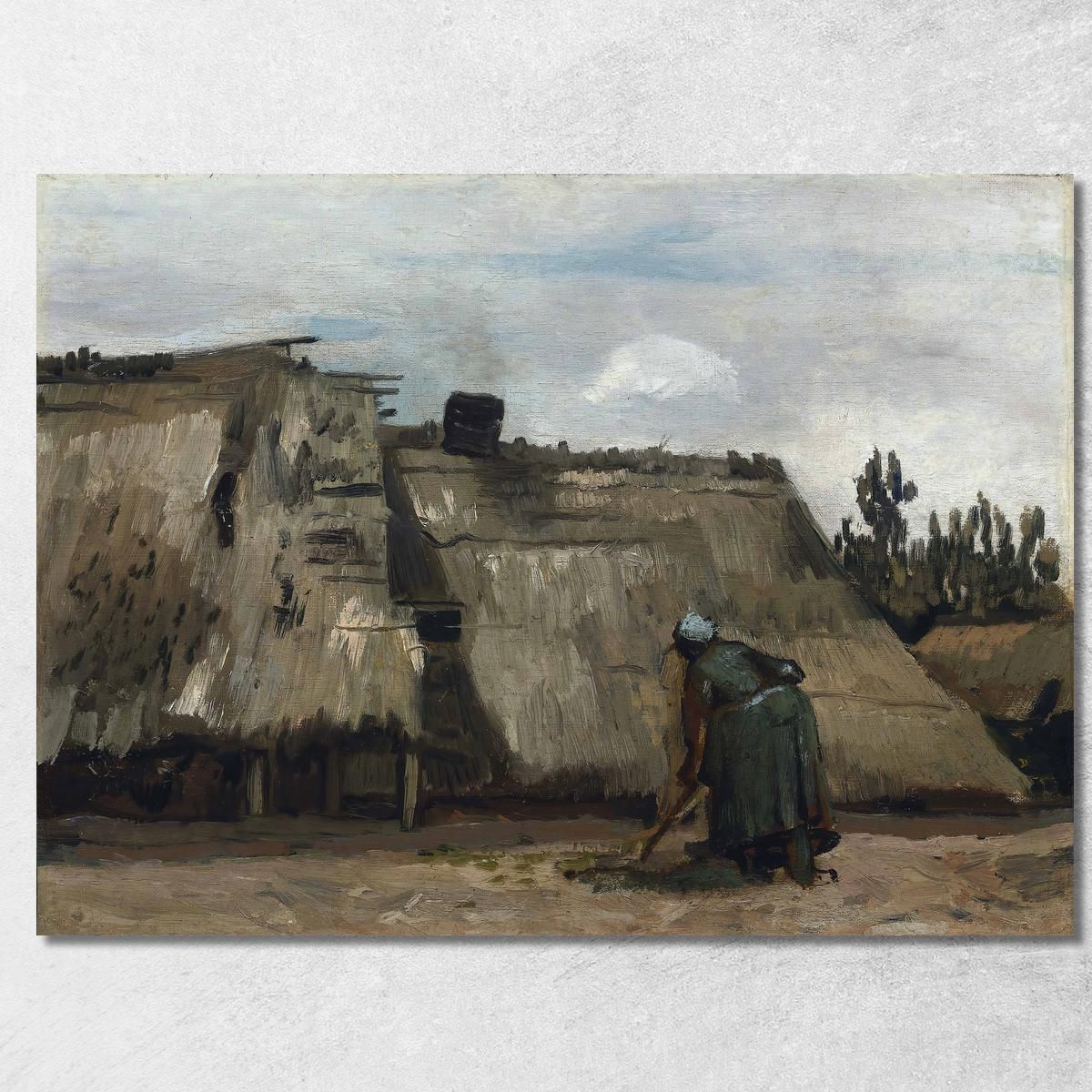 A Peasant Woman Digging In Front Of Her Cottage Vincent van Gogh, vvg189 canvas print