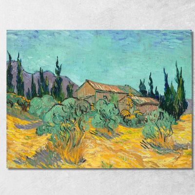 Capanne In Legno Tra Ulivi E Cipressi Vincent van Gogh vvg200 quadro stampa su tela