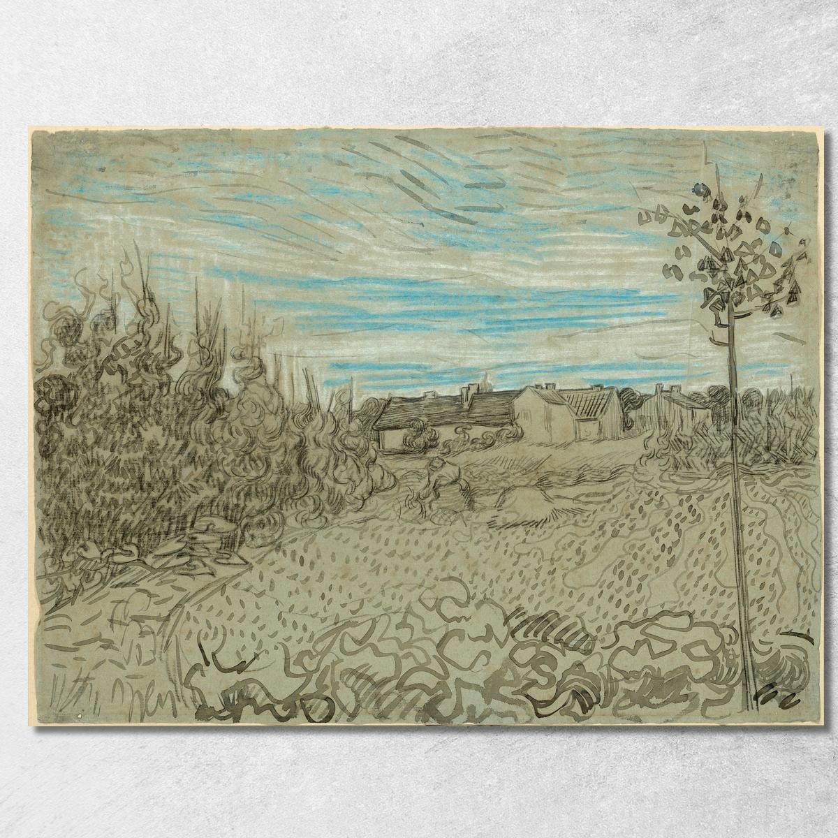 Cottage Con Una Donna Che Lavora Nella Terra Di Mezzo Vincent van Gogh vvg203 quadro stampa su tela