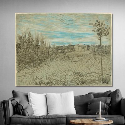 Cottage Con Una Donna Che Lavora Nella Terra Di Mezzo Vincent van Gogh vvg203 quadro stampa su tela