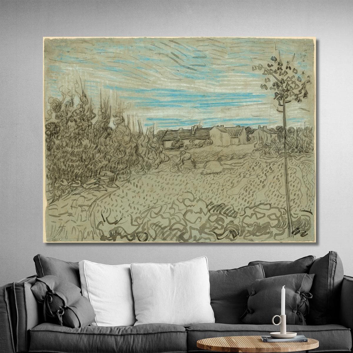 Cottage Con Una Donna Che Lavora Nella Terra Di Mezzo Vincent van Gogh vvg203 quadro stampa su tela