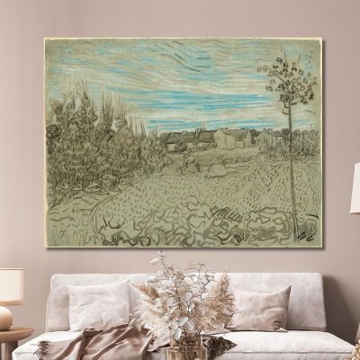 Cottage Con Una Donna Che Lavora Nella Terra Di Mezzo Vincent van Gogh vvg203 quadro stampa su tela