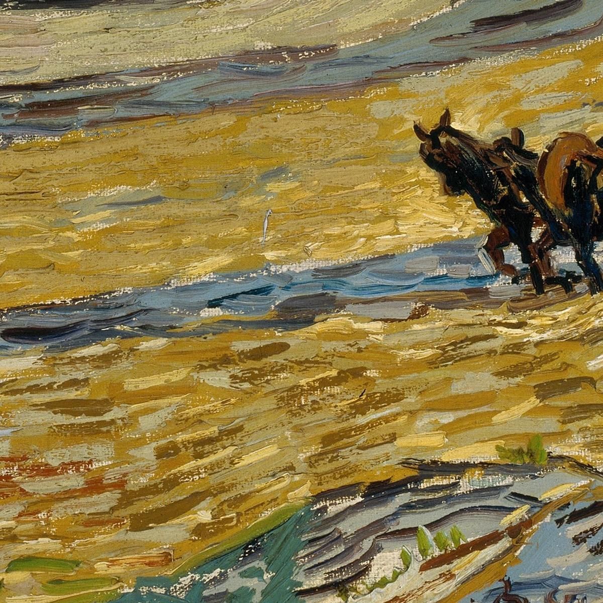 Enclosed Field With Ploughman Vincent van Gogh, vvg207 ภาพพิมพ์บนผ้าใบแคนวาส