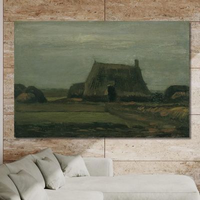 Farm With Stacks Of Peat Vincent van Gogh, vvg210 canvas print