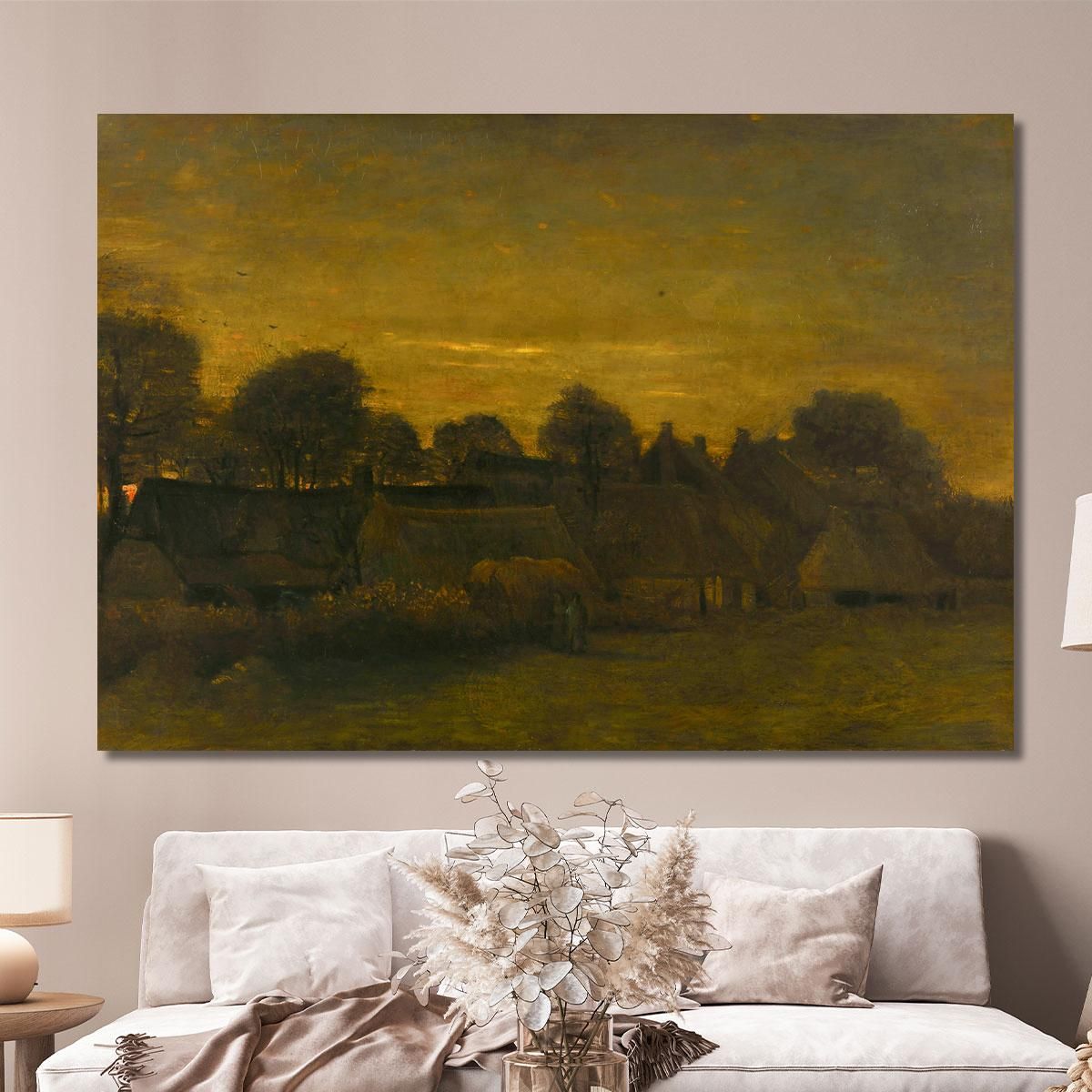 Farming Village At Twilight Vincent van Gogh, vvg213 canvas print