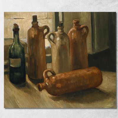 Still Life With Five Bottles Vincent van Gogh, vvg278 ภาพพิมพ์บนผ้าใบแคนวาส