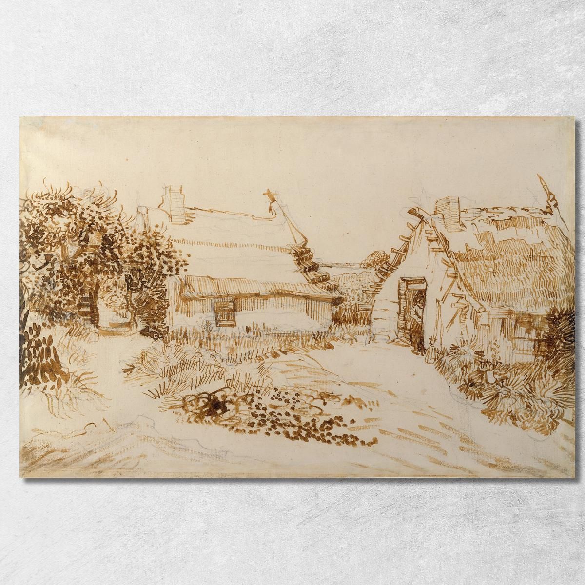 Due Cottage A Saintes-Maries-De-La-Mer Vincent van Gogh vvg304 quadro stampa su tela