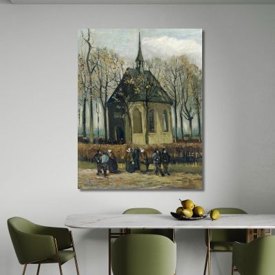 Congregation Leaving The Reformed Church In Nuenen Vincent van Gogh, vvg318 canvas print