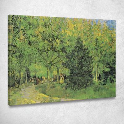 Path In The Park Of Arles With Walkers Vincent van Gogh, vvg322 ภาพพิมพ์บนผ้าใบแคนวาส