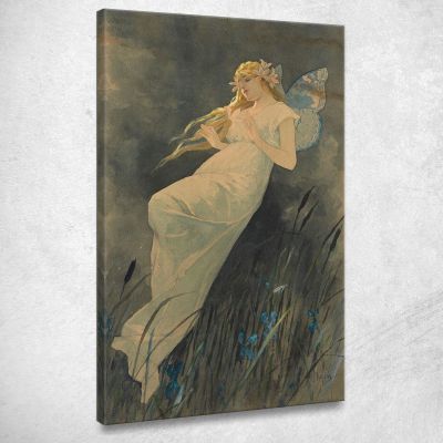 Elf With Iris Flowers Alphonse Mucha amu37 canvas print 