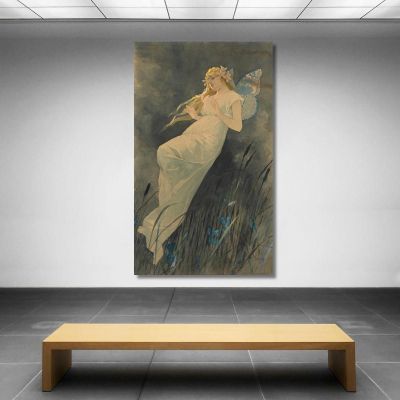 Elf With Iris Flowers Alphonse Mucha amu37 canvas print 