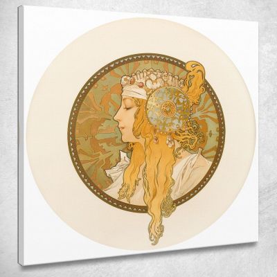 Blonde Byzantine Heads Alphonse Mucha amu123 canvas print 