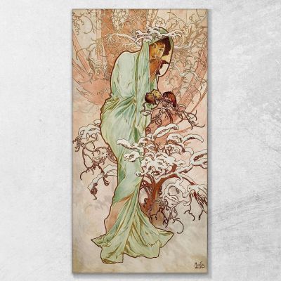 Winter Fours Season Alphonse Mucha amu138 canvas print 