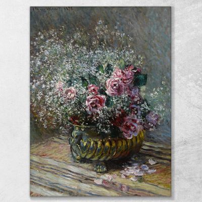 Flowers In A Pot Roses And Fog Claude Monet mnt238 canvas print 