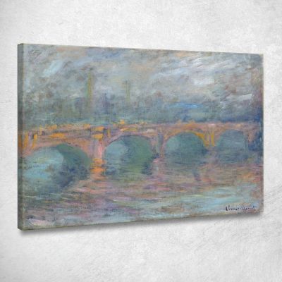 สะพานวอเตอร์ลูลอนดอนตอนพระอาทิตย์ตก Claude Monet, mnt370 ภาพพิมพ์บนผ้าใบแคนวาส