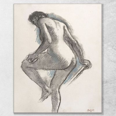 Nude Woman Bather Sponges Her Knee Edgar Degas edg53 canvas print 