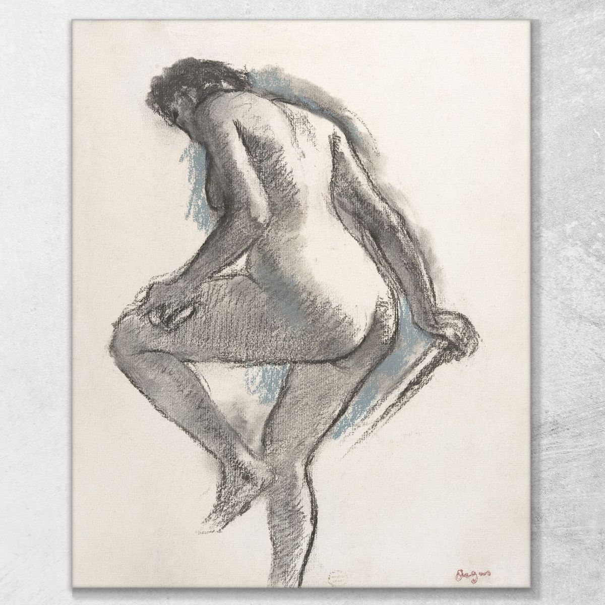 Nude Woman Bather Sponges Her Knee Edgar Degas edg53 canvas print 