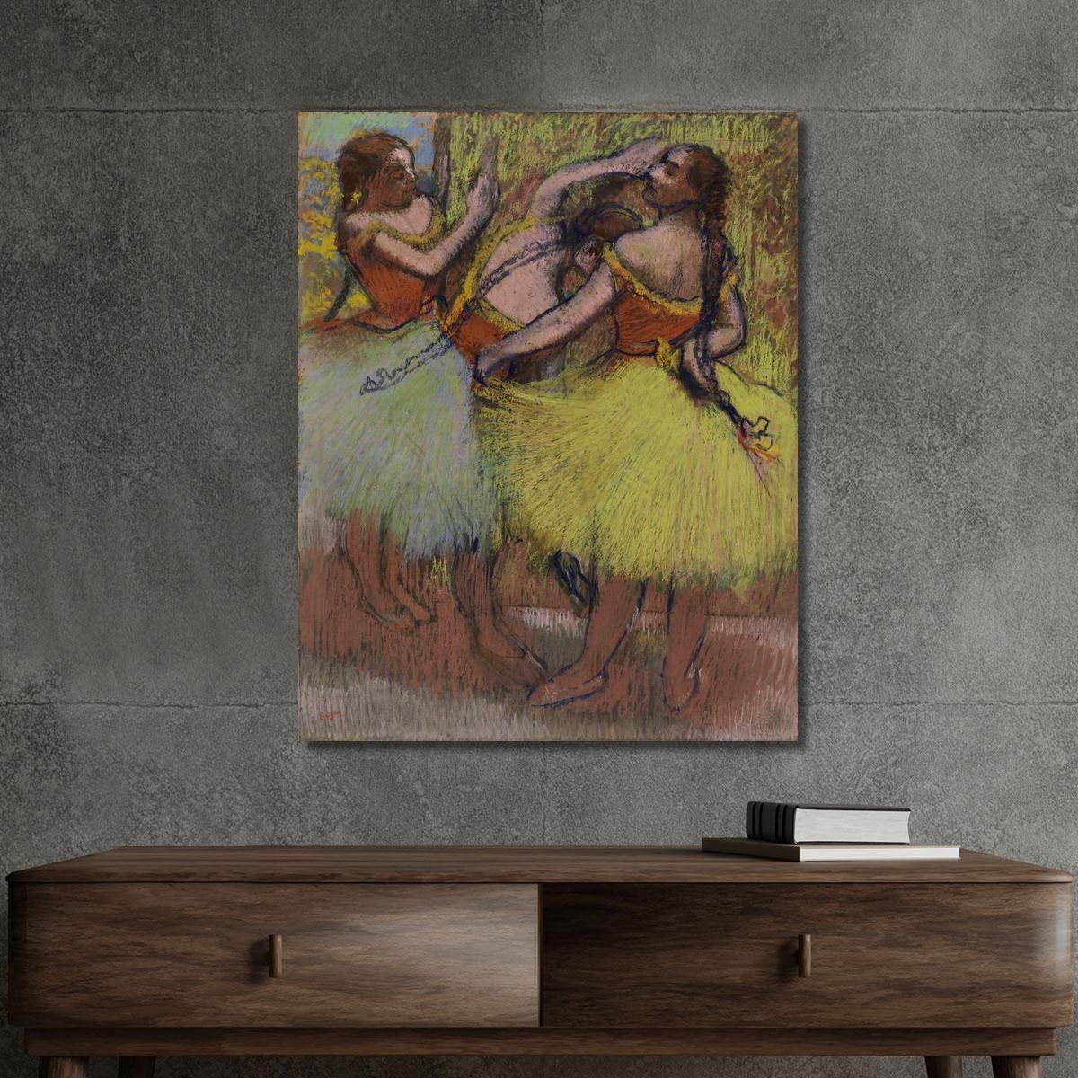 Three Ballerinas With Braided Hair Edgar Degas edg85 canvas print 