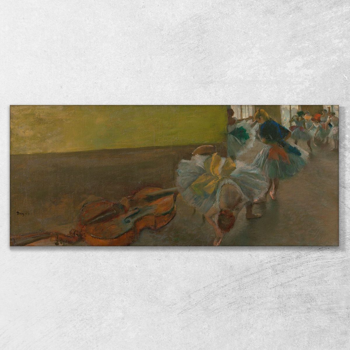 Dancers In The Rehearsal Room With A Double Bass Edgar Degas edg142 canvas print 