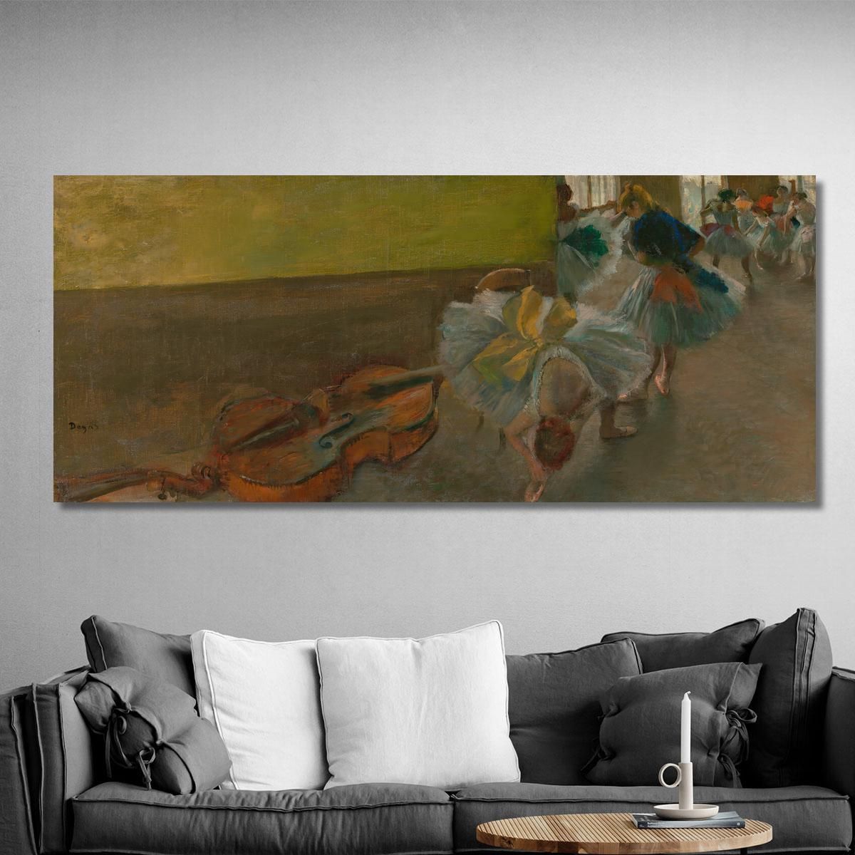 Dancers In The Rehearsal Room With A Double Bass Edgar Degas edg142 canvas print 