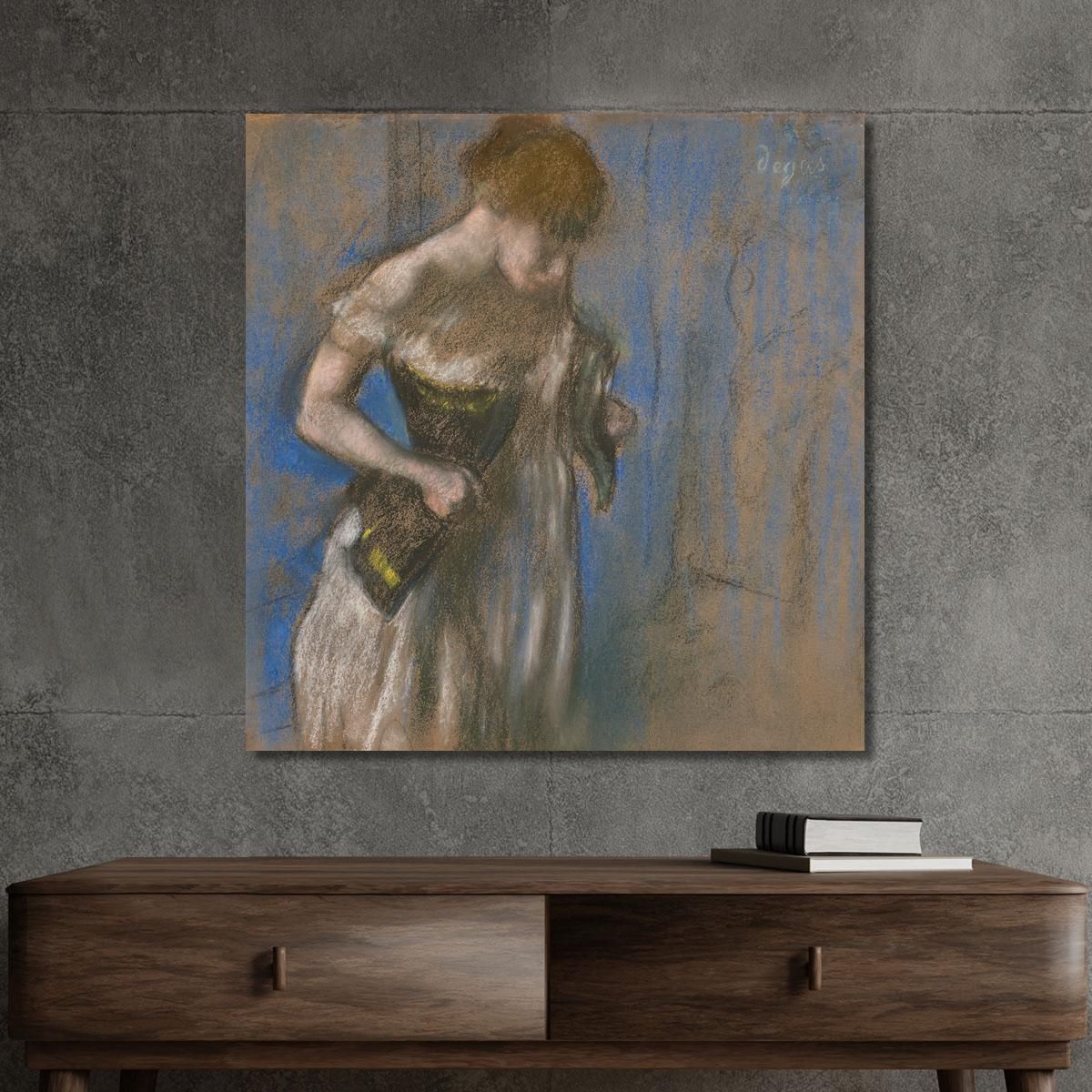 Woman Putting On Her Corset Edgar Degas edg168 canvas print 