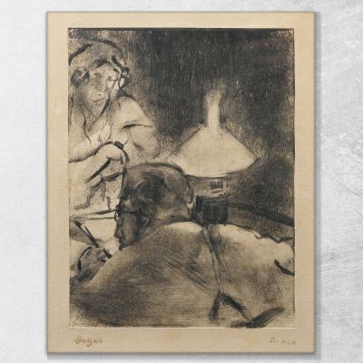 Reading Under The Lamp (M. Cardinal) Edgar Degas edg191 canvas print 