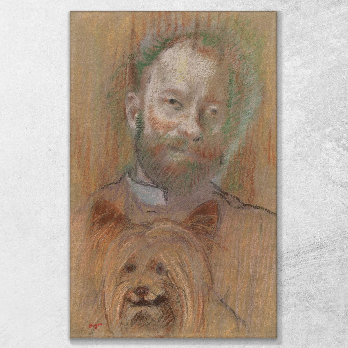 Ludovic Lepic Holding His Dog Edgar Degas edg201 canvas print 