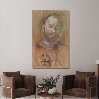 Ludovic Lepic Holding His Dog Edgar Degas edg201 canvas print 