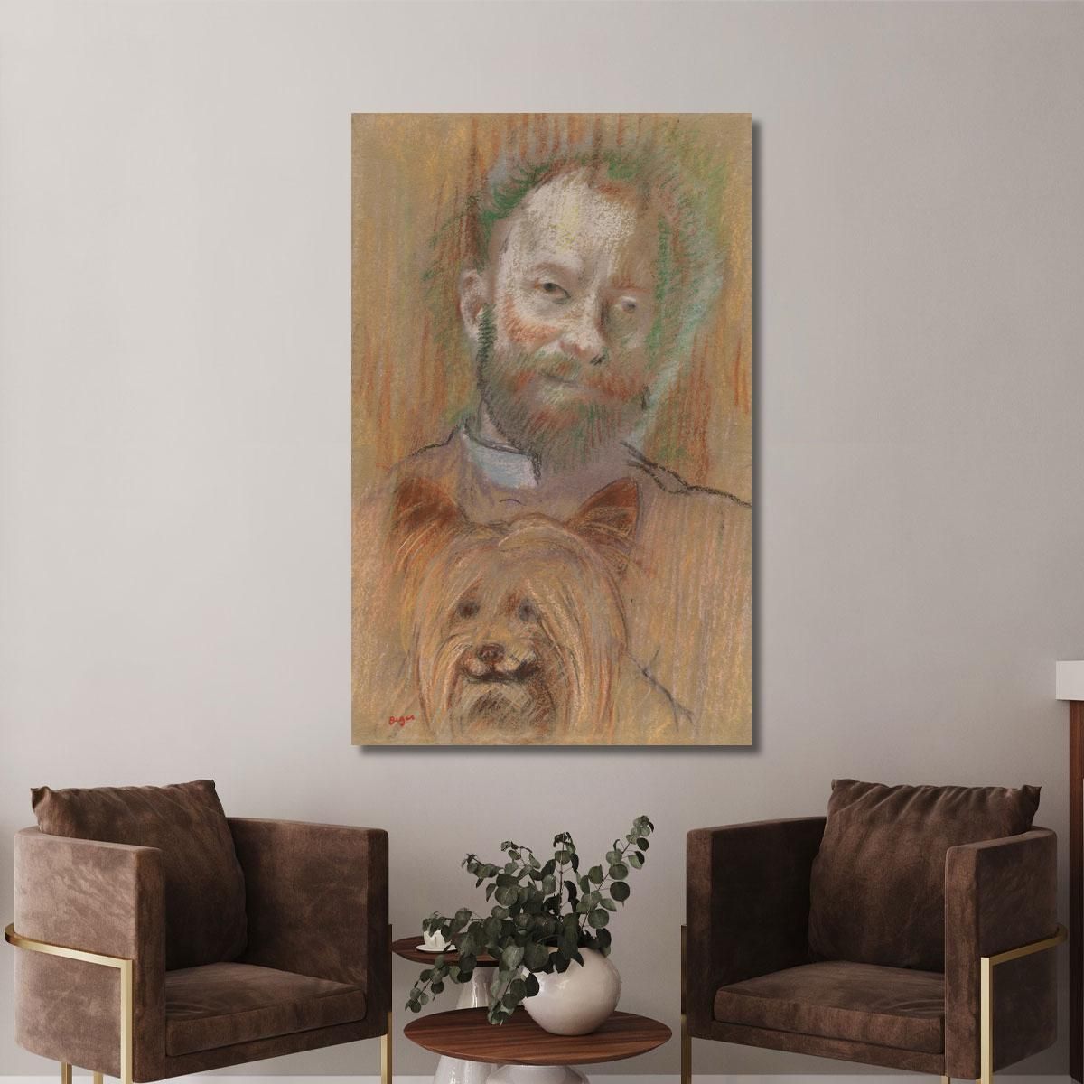 Ludovic Lepic Holding His Dog Edgar Degas edg201 canvas print 