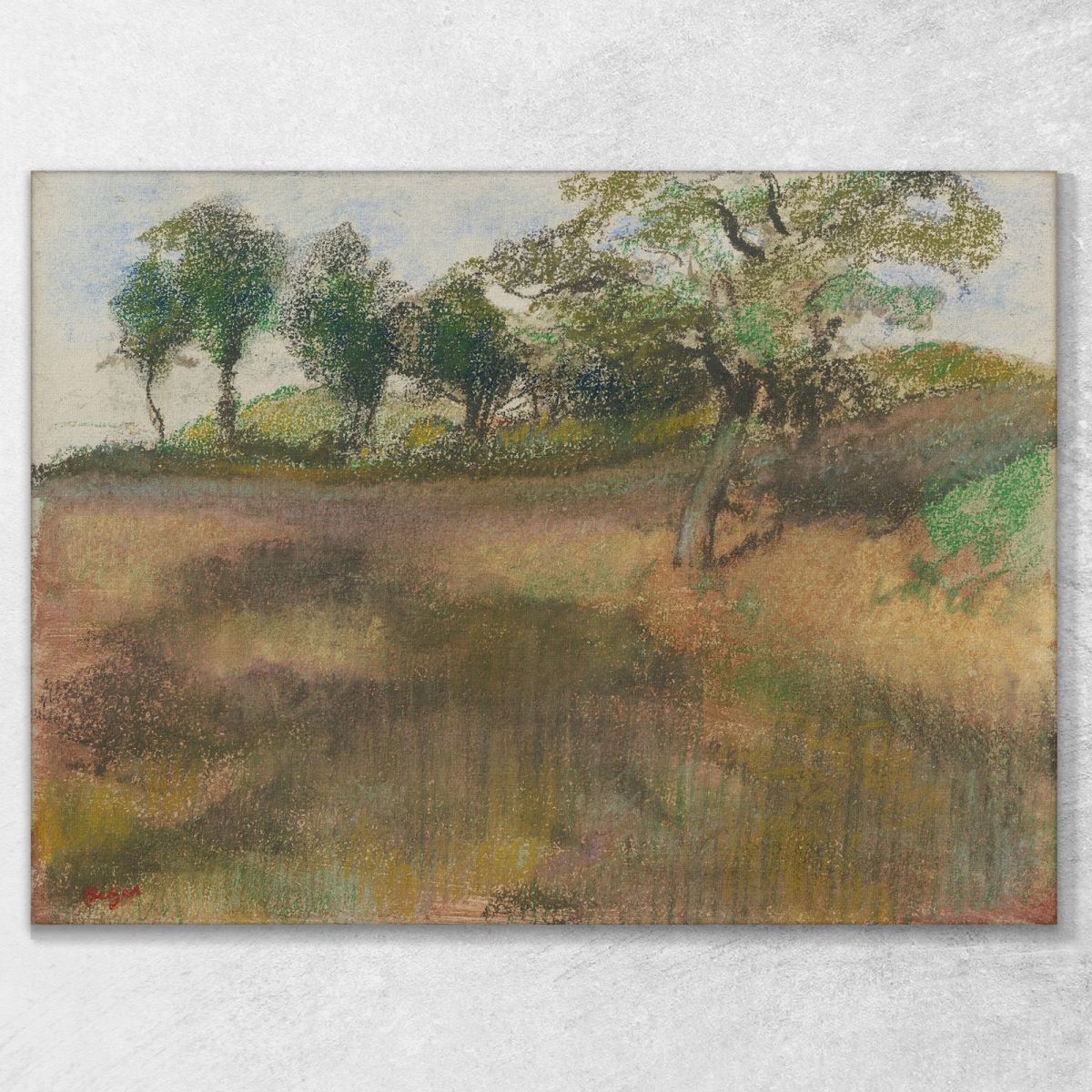 Ploughed Field Bordered By Trees Edgar Degas edg223 canvas print 