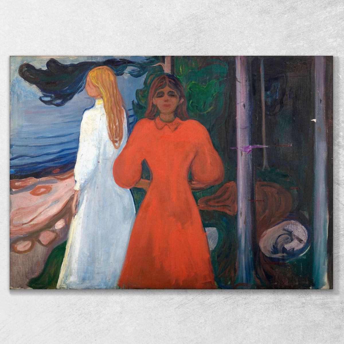 Red And White Edvard Munch, em25 ภาพพิมพ์บนผ้าใบแคนวาส