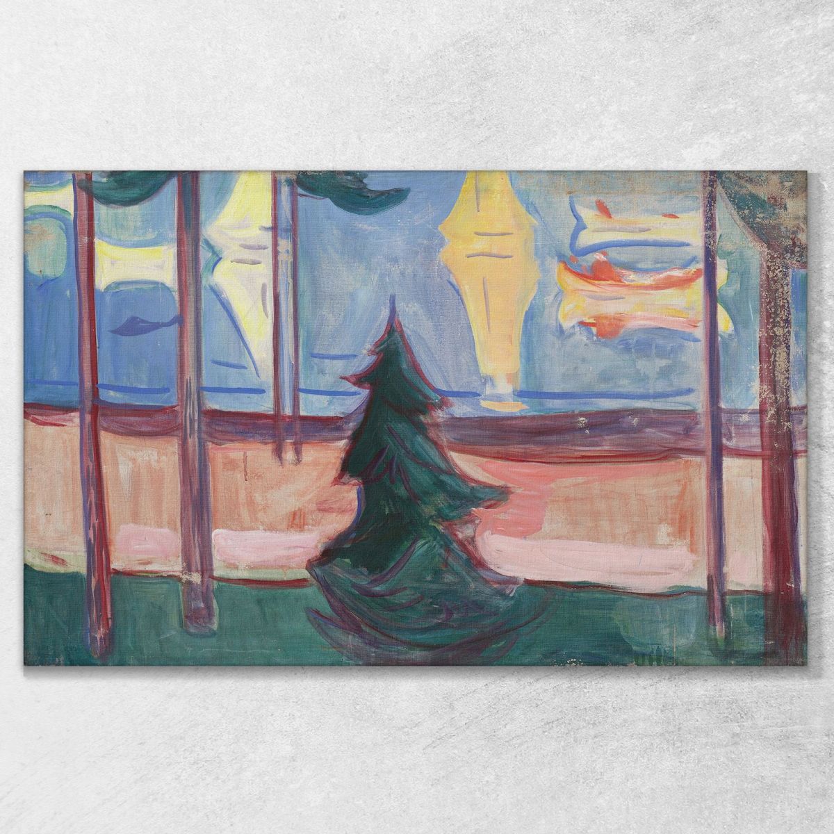 Beach Landscape With Trees And Boats Edvard Munch, em69 ภาพพิมพ์บนผ้าใบแคนวาส