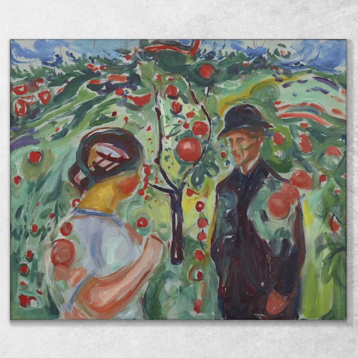 Beneath The Red Apples Edvard Munch, em70 ภาพพิมพ์บนผ้าใบแคนวาส