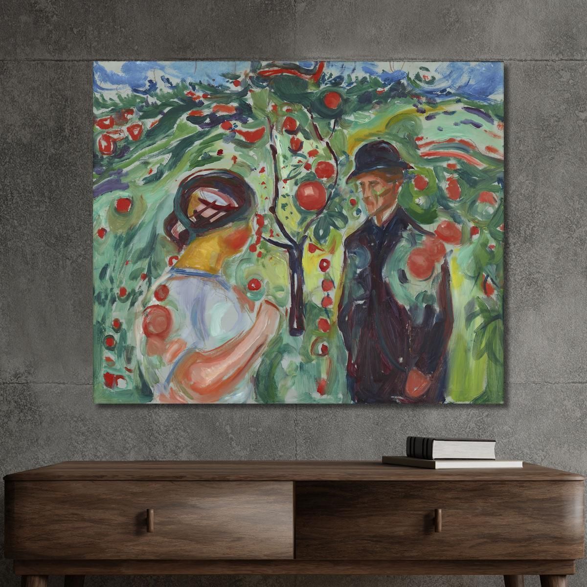 Beneath The Red Apples Edvard Munch, em70 ภาพพิมพ์บนผ้าใบแคนวาส